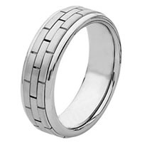 Item # 211351W - 14Kt White Gold Hand Made Brick Wedding Band