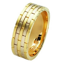 Item # 211381PE - Platinum and 18 Kt Hand Made Brick Wedding Band