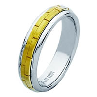 Item # 211401E - 18 Kt Two-Tone Hand Made Brick Wedding Band