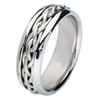 Item # 211481PP - Platinum Hand Made Braided Wedding Band