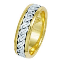 Item # 211511PE - Platinum and 18 Kt Hand Made Braided Wedding Band