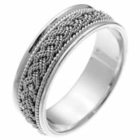 Item # 211521W - 14 Kt White Gold Hand Made Braided Wedding Band