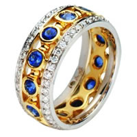 Item # 212071E - 18 Kt Two-Tone Gold Sapphire-Diamond Ring