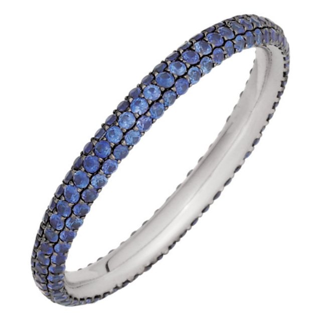Item # 212101WE - 18Kt White gold sapphire eternity ring. The ring holds 165 sapphires in size 6.0 with sapphire total weight of approximately 1.00ct. The ring is polished. Different finishes may be selected or specified.