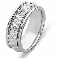 Item # 21304W - 14 Kt White Gold Hand Made Wedding Band