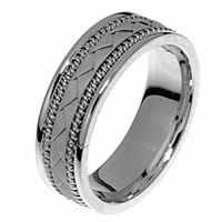 Item # 21419W - Hand Crafted 14 kt white gold Wedding Band