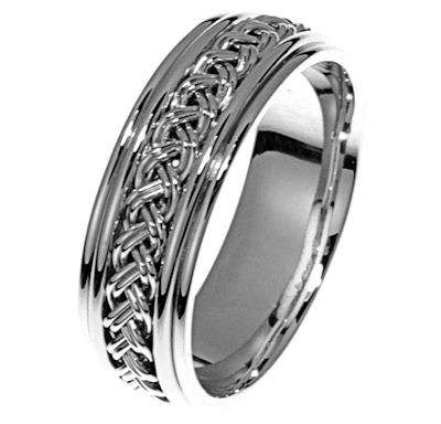 Item # 21471PP - Hand crafted, platinum ring. This band is 6.5 mm wide and comfort fit. The whole ring is platinum and has a high polish finish. Different finishes may be selected or specified.