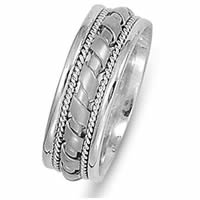 Item # 21474W - Hand Crafted 14 Kt White Gold Wedding Band 