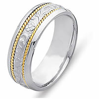 Item # 21491PE - Platinum & 18Kt Gold Carved Wedding Band