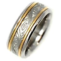 Item # 21492E - 18K Two-Tone Wedding Band