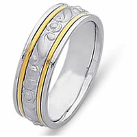 Item # 21493E - 18 Kt Two-Tone Hand Crafted Wedding Band