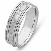 Item # 21493W - 14 Kt White Gold Hand Crafted Wedding Band