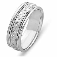 Item # 21494W - 14 Kt White Gold Hand Crafted Wedding Band