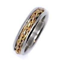 Item # 21520PE - Wedding Band, Platinum & 18 kt WGP Gold