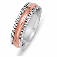 Item # 21528RE - Wedding Ring, 18 Kt Rose and White Gold