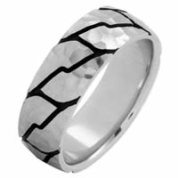 Item # 215897WE - 18 Kt White Gold 8.0 MM Carved Wedding Ring