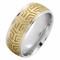 Item # 216137WY - 14 Kt Two-tone 8.0 MM Carved Wedding Ring