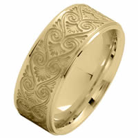 Item # 216146 - 14 Kt Yellow Gold 8.5 MM Carved Wedding Ring