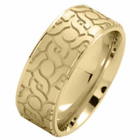 Item # 216148E - 18 Kt Yellow Gold 9.0 MM Carved Wedding Ring