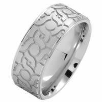 Item # 216148WE - 18 Kt White Gold 9.0 MM Carved Wedding Ring