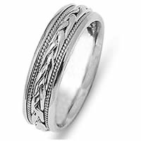 Item # 21646WE - 18 Kt White Gold Hand Crafted Wedding Ring