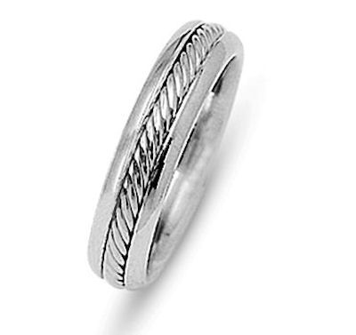Item # 216481W - 14 Kt white gold hand made, 5.5 mm wide comfort fit wedding band. The rope is beautifully crafted in 14 kt white gold. The finish on the ring is polished. Different finishes may be selected or specified. 