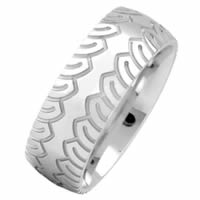 Item # 216483WE - 18 Kt White 8.0 MM Carved Wedding Ring 