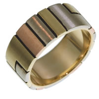 Item # 21908E - 18K Tri-Color Wedding Band