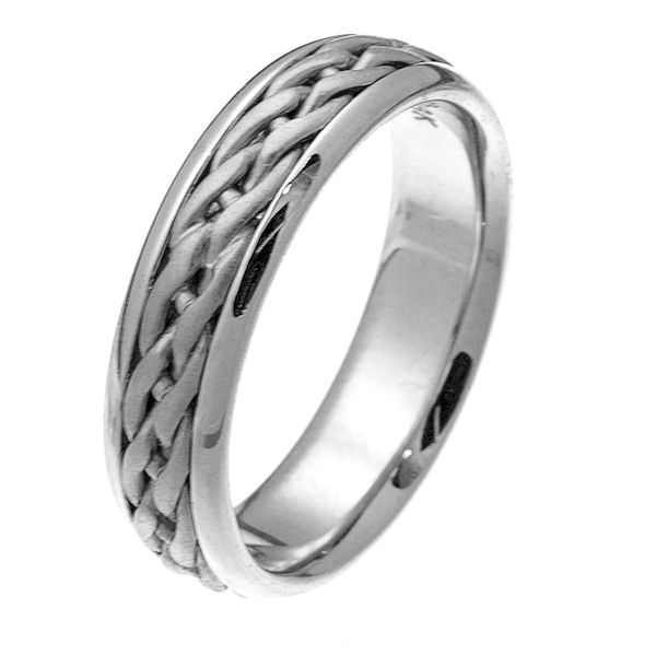 Item # 219291PP - Platinum hand crafted 6.0 mm wide comfort fit wedding band. The ring has a beautiful platinum braid in the center with a sandblast finish and the edges are polished. It is 6.0 mm wide and comfort fit. Different finishes may be selected or specified. 