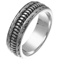 Item # 25837W - 14K, Hand Crafted Wedding Ring