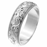 Item # 2616576PP - Platinum Hand Carved Wedding Ring