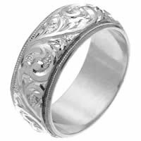 Item # 2616578PP - Platinum Hand Carved Wedding Ring