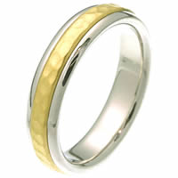 Item # 28751PE - Platinum & 18 Kt Gold Hammered Ring