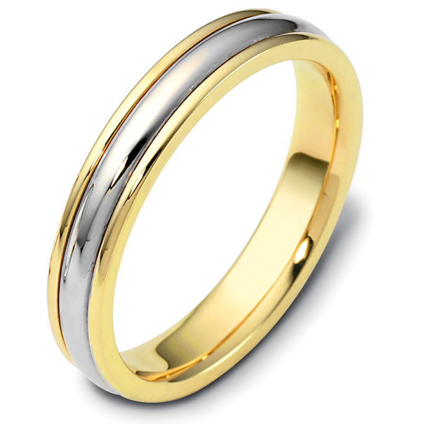 Item # 46799 - 14kt Two-tone gold classic, comfort fit, 4.0mm wide wedding band. The ring has a polished finish. Different finishes may be selected. 