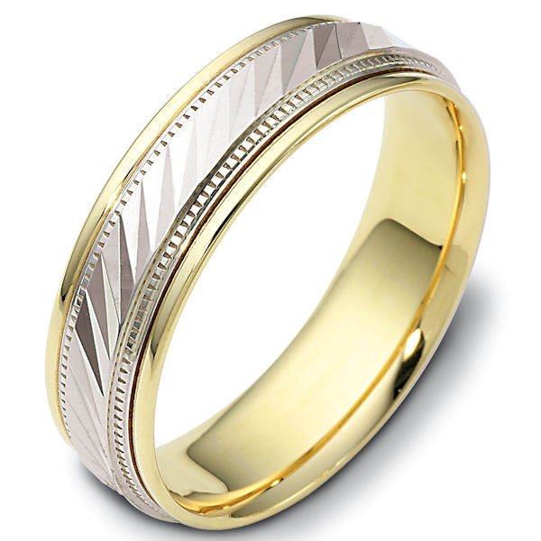 Item # 46836 - 14kt two-tone gold classic, comfort fit, 6.0mm wide wedding band. The ring has a high polish finish. Different finishes may be selected. 