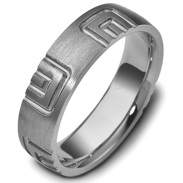 Item # 47493TI - Titanium carved, comfort fit, 6.0mm wide wedding band. The ring has a carved pattern all around the ring. It is 6.0mm wide and comfort fit. 