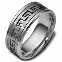 Item # 47528TI - Greek Key Carved Wedding Ring