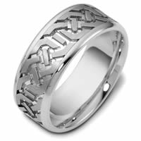 Item # 47542PD - Palladium Contemporary Carved Wedding Ring