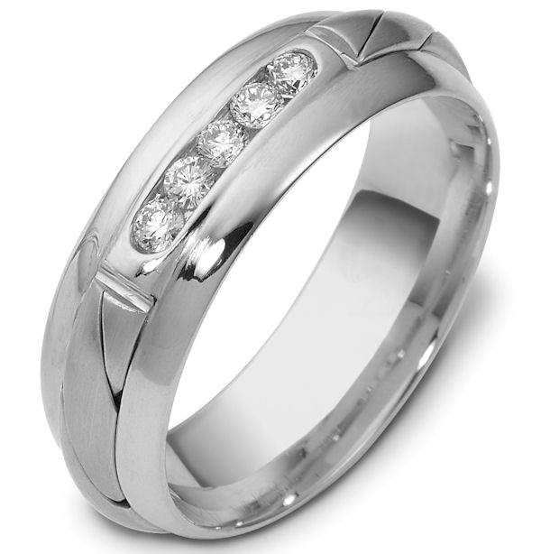 47761W 14K White Gold Diamond Wedding Band