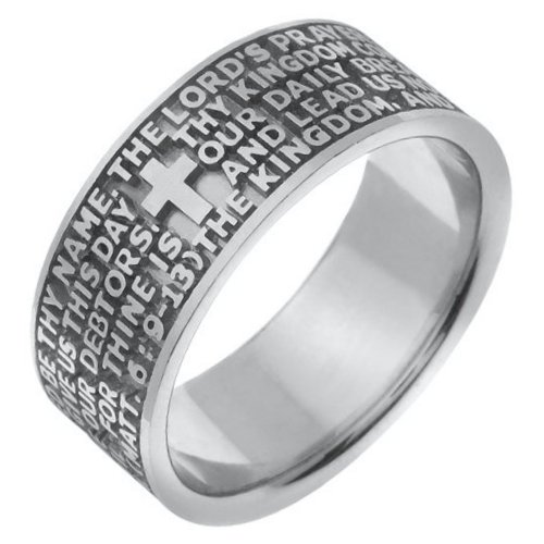 Item # 47822W - 14K white gold Lord's Prayer wedding band. The wedding band is comfort fit.