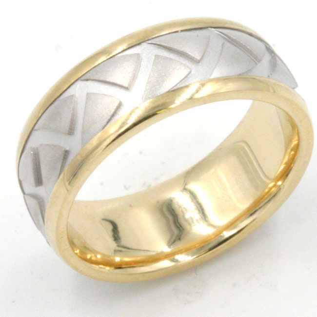 Item # 47897 View 2 - Two-Tone Carved Wedding Ring