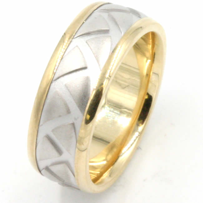 Item # 47897 View 3 - Two-Tone Carved Wedding Ring