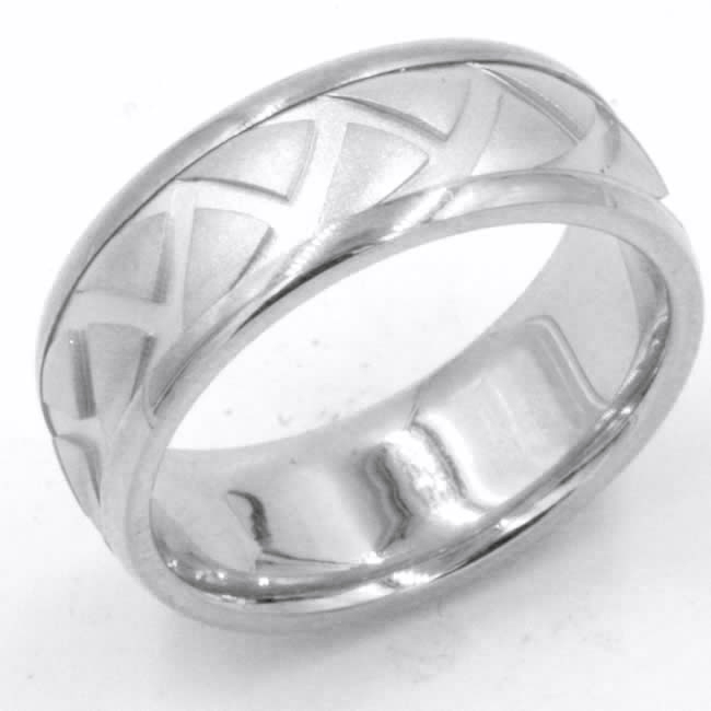 Item # 47897WE View 2 - White Gold Carved Wedding Ring
