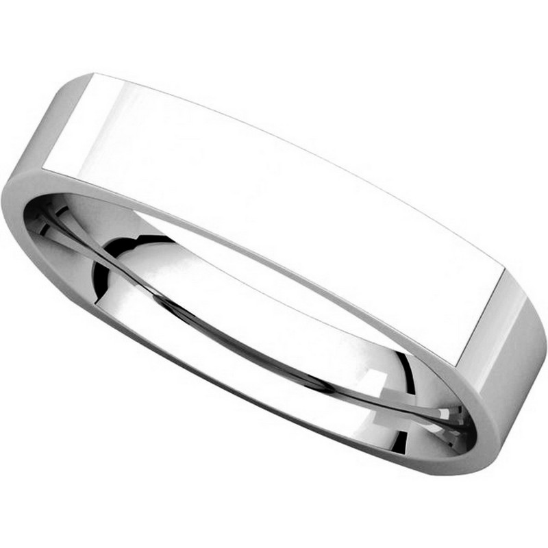 Item # 48214WE View 4 - White Gold Square Comfort Fit Men's Wedding Ring