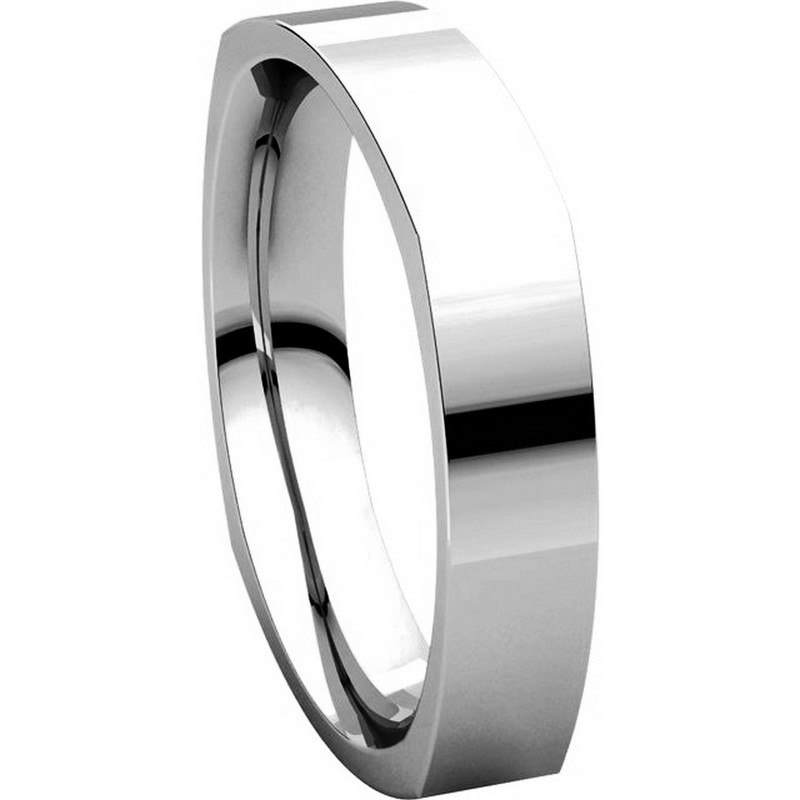 Item # 48214WE View 5 - White Gold Square Comfort Fit Men's Wedding Ring