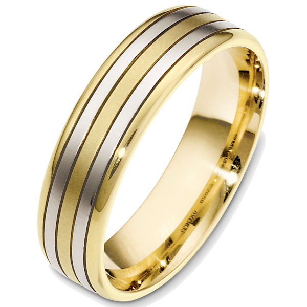 Item # 48637 - 14kt Two-tone gold classic, comfort fit, 6.0mm wide wedding band. The ring has a matte finish. Different finishes may be selected. 