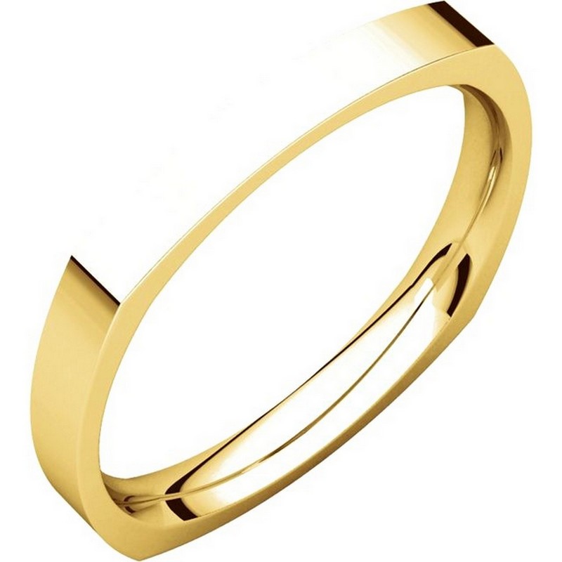Item # 48839E - 18kt Yellow gold square, classic, comfort fit, 2.5mm wide wedding band. The ring is square shaped and the corners are slightly thicker than the center portion of the band. The ring is matte finish. Different finishes may be selected. 