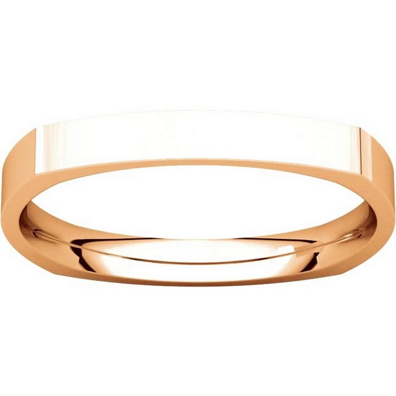 Item # 48839RE View 3 - 18K Rose Gold Square Classic Wedding Ring