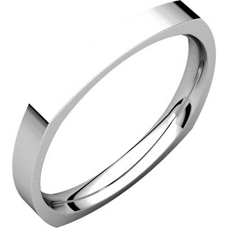 Item # 48839WE - 18kt White gold square, classic, comfort fit, 2.5mm wide wedding band. The ring is square shaped and the corners are slightly thicker than the center portion of the band. The ring is matte finish. Different finishes may be selected. 