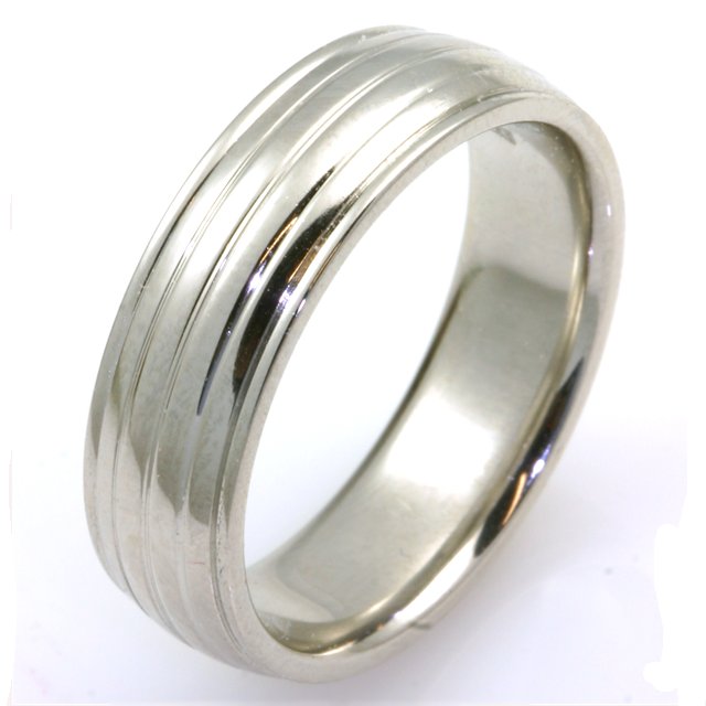 Item # 49000PD - Palladium classic, comfort fit, 7.0mm wide wedding band. The ring has a matte finish in the center and the edges are polished. Different finishes may be selected or specified. 